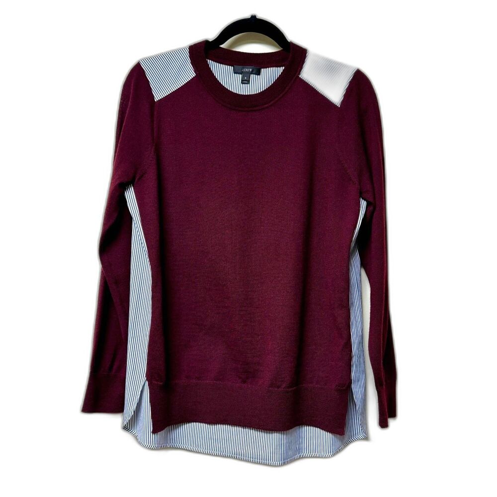 J. CREW 100% Merino Wool Mixed Media Sweater/Shirt, Sz S